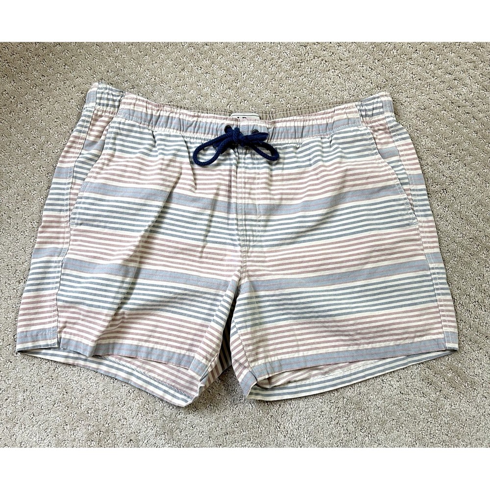 LL Bean Shorts Men XL 40-42" 5" Inseam Striped Organic Cotton Beach Dock Stretch